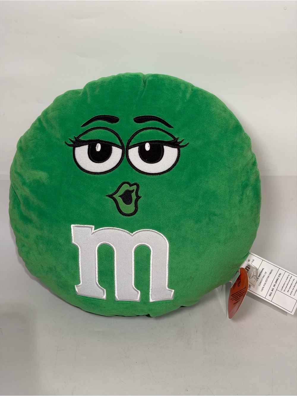 M&M's World - Vintage green Round Pillow Plush with MM's Face 13” NWT New